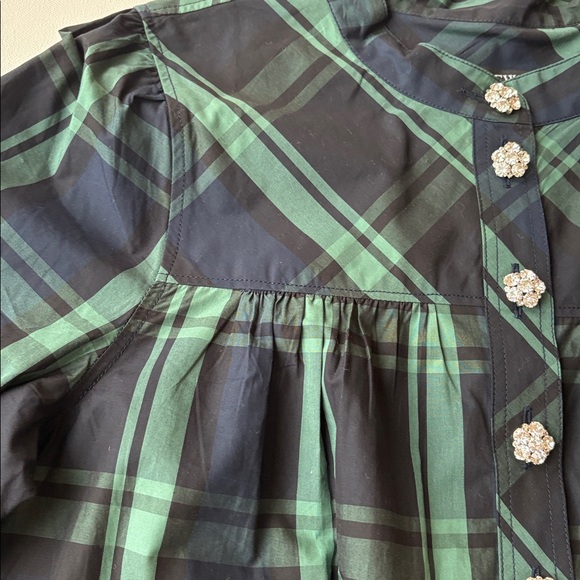 J.Crew Fresco Top With Jewel Buttons In Black Watch Tartan Plaid-NWT-MEDIUM - Picture 8 of 12
